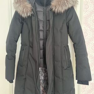 Soia & Kyo down coat with silver fox hood
